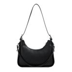 ARVALOLET Ladies Casual askılı çanta zincirli All-Match ön kol çantası poliüretan deri retro askılı çanta kadın seyahat askılı çanta, Siyah, 340.00x130.00x290.00mm