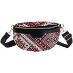 ARVALOLET Modaya uygun kadın göğüs çantası, ulusal etnik askılı çanta, işlemeli çanta, bel çantası, kemer çantası, omuz çantası, Kırmızı, 330*60*170mm/13*2.4*6.7in, günlük