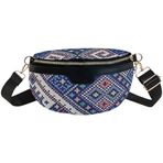 ARVALOLET Modaya uygun kadın göğüs çantası, ulusal etnik askılı çanta, işlemeli çanta, bel çantası, kemer çantası, omuz çantası, Mavi., 330*60*170mm/13*2.4*6.7in, günlük