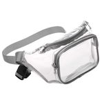 ARVALOLET Şeffaf Fitness Crossbody Çanta Su Geçirmez Bel Çantası Dış Mekan Sporları, Seyahat ve Konser için Unisex Fashion Clear Bel Çantası, Gri, 18*13*2cm