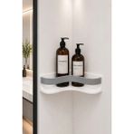Arvella Studio Köşe Banyo Rafı | Delmeden Duş Şampuanlık Düzenleyici | Modern Şık Banyo Organizeri - Nest Gri