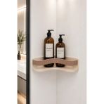 Arvella Studio Köşe Banyo Rafı | Delmeden Duş Şampuanlık Düzenleyici | Modern Şık Banyo Organizeri - Nest Kahve - Kahverengi