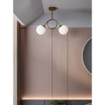 Arven Modern Eskitme Metal 2'li Beyaz Cam Küre Avize | Yay Formlu Aydınlatma Avize Modeli - Eskitme - Beyaz