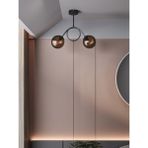 Arven Modern Siyah Metal Bal Rengi 2'li Cam Küre Avize | Yay Formlu Aydınlatma Avize Modeli - Siyah - Bal Rengi