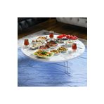 arvenlive 90x90 cm beyaz mermer desenli yuvarlak kilitli ayaklı Yer Sofrası , sofra