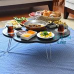 Arvenlive Mermer Desenli Ahşap Katlanabilir Papatya Yer Sofrası (467864063)