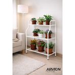 ARVİONHOME Modern Beyaz 3 Katlı Metal Mutfak Ve Dekoratif Saksılık Dayanıklı Raflı Stand-Organizer