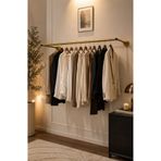 ARVİONHOME Modern Gold Metal Duvara Monte 100 Cm Askılık Elbise Askılığı Konfeksiyon Askılığı Duvar Askısı Kıyafet Askılığı