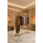 ARVİONHOME Modern Lüks Gold Desenli Metal Tekerlekli Konfeksiyon Askılığı ve Dayanıklı Taşınabilir Raflı Stand