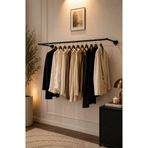 ARVİONHOME Modern Siyah Metal Duvara Monte 100 Cm Askılık Elbise Askılığı Konfeksiyon Askılığı Duvar Askısı