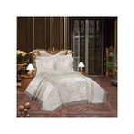 ARYA Çift Kişilik Yatak Örtüsü Seti, 250x250 cm Yatak Örtüsü ve 50x70 cm 2 Adet Yastık Kılıfı, Krem, Cappuccino, Gri, Pudra (Krem)