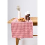 Arya | Keten Piti Kareli Kırmızı Runner - Piknik Örtüsü 40 x 150 - 40 x 150 cm