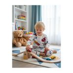 Arya Nisa Kids ERKEK ÇOCUK ŞARDONLU%100 PAMUK KIRMIZI ARABA BASKILI PİJAMA TAKIMI Beyaz 3-4 Yaş