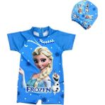 Arya Nisa Kids Kız Çocuk Elsa Karakterli Tulum Mayo ve Bone Takım - 4 - 5 Yaş - 04G-Mavi