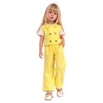 Arya Nisa Kids Kız Çocuk Müslin%100 Pamuk Yelek Pantolon Tişört Üçlü Takım Sarı 3-4 Yaş