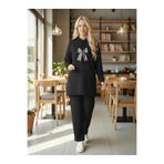 Arya Nisa Kids Leopar Detaylı Tunik Pantolon Mevsimlik Alt Üst Takım Siyah M