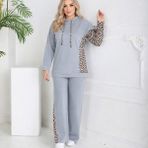 Arya Nisa Kids Leopar Detaylı Tunik Pantolon Mevsimlik Alt Üst Takım - XL - Gri - Açık Gri