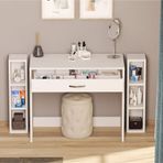 Arya Novella Bölmeli Organizer Çekmeceli 2 Ayrı Raflı Makyaj Masası -Beyaz