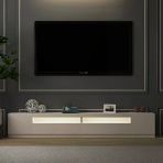 Arya T008 Led Işıklı Modern Tv Sehpası Seti - 4 Kapaklı, 240 Cm Parlak Beyaz