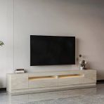 Arya T008 Led Işıklı Modern Tv Sehpası Seti - 4 Kapaklı, 240 Cm Traverten