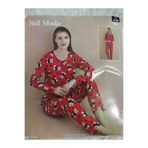 aryam butik ARY-AYICIKLI Kadın Sıfır Yaka Ayicik Kalpli Baskılı Süet Yumuşak Kumaş Uzun Kollu Pijama Takımı