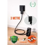 Aryes Duvara Sıfır İnce Fişli 2’li Uzatma 3 Metre | 3x1.5 mm² Bakır Kablo | Slim Tasarım Topraklı