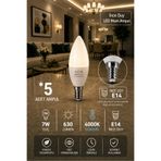 Aryes E14 İnce Duy LED Mum Ampul 7W 630 Lümen 4000K Günışığı