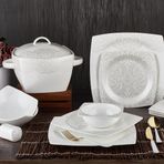 Aryıldız 45005 Bone Square 60 Parça Porselen Yemek Takımı
