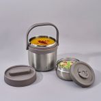 Aryıldız Ar262283 Bento Lunch Box 1.4 L Gri Yuvarlak Steel Yemek Termosu