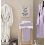 Aryıldız Bamboo Aile Seti Bornoz Hilary Mürdüm-Krem - Standart
