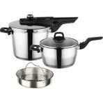 Aryıldız Easy Quick 4+6 Lt Bio Granit Düdüklü Tencere Seti 5 Parça Hacim 18 L - Bordo