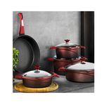 Aryıldız Flipper 9 Parça Bordo Gusto Döküm Tencere Takımı