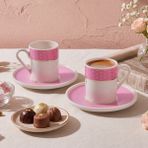 Aryıldız Nila 4 Parça 2 Kişilik Kahve Fincan Takımı Pembe 90 ml