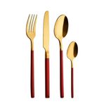 Aryıldız Soho Prestige 24 Parça Gold Kırmızı Çatal Kaşık Bıçak Takımı