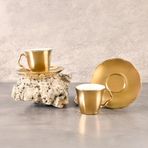 Aryıldız Stellar Gold Türk Kahve Fincan Takımı 4 Parça 2 Kişilik Altın Detaylı Renkli 90 ml