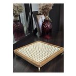 arykanda AHŞAP GOLD AYAKLI RUSTİK HAZERAN TEPSİ RATTAN SUNUMLUK
