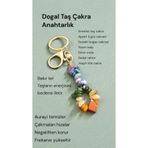 arzela Doğal Taş Çakra Anahtarlık Bakir Tel