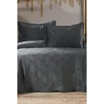 Arzen Nakışlı Kadife Çift Kişilik Yatak Örtüsü 250X260 Antrasit - 250 x 260 cm
