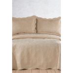 Arzen Nakışlı Kadife Çift Kişilik Yatak Örtüsü 250X260 Bej - 250 x 260 cm