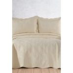 Arzen Nakışlı Kadife Çift Kişilik Yatak Örtüsü 250X260 Ekru - 250 x 260 cm