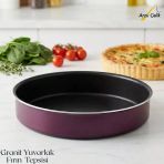 Arzu Çelik 30 cm Granit Yuvarlak Fırın Tepsisi - Mürdüm