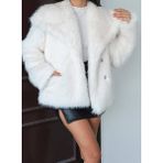 Arzu Has Butik Yeni Sezon Şal Yaka Premium Kırık Beyaz Suni Kürk Mont