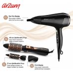Arzum AR5099 Black Motion 2200W Saç Kurutma Makinesi + AR5063 Volume Pro Hava Üflemeli Saç Şekillendirici Seti - Siyah
