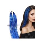 arzuperuk peruk ve saç atölyesi Koyu Mavi Hair Tinsel – Işıltılı Saç Simi – (KATLANMIŞ) 60 Cm – Tek Tutam