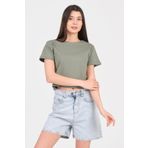 As Collection Yesil Bisiklet Yaka Kisa Kol Orme Kadin Crop