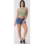 As Collection Yeşil Çapraz Yakalı Yazlık Triko Kadın Bluz