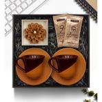As Gift Çömlek Fincan Takımı & Çiçek Mum & Türk Kahvesi Hediye Seti