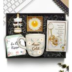 As Gift Kişiye Özel Beyaz Kupa & Mini Atlı Karınca & Kalpli Anahtarlık & Mum Hediye Seti