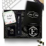 As Gift Kişiye Özel Siyah Defter & Kupa & Zippo Tarzı Çakmak & Kalem Hediye Seti