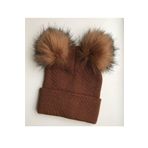 Asa Bebek Çocuk Kürk Ponponlu Unisex Bebek Triko Bere - Kahverengi ASAPPB01
